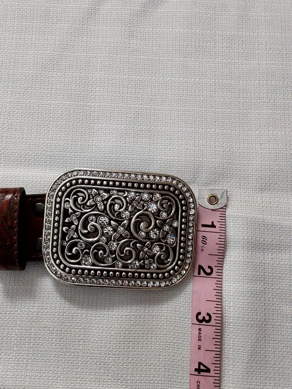Ariat  Western Filigree Rhinestone  Buckle Embossed Leather Belt